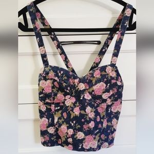 Oboe Denim Floral Crop Top